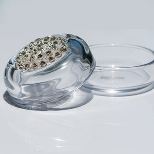 Premiere White Cream Soap, Crystal Dish